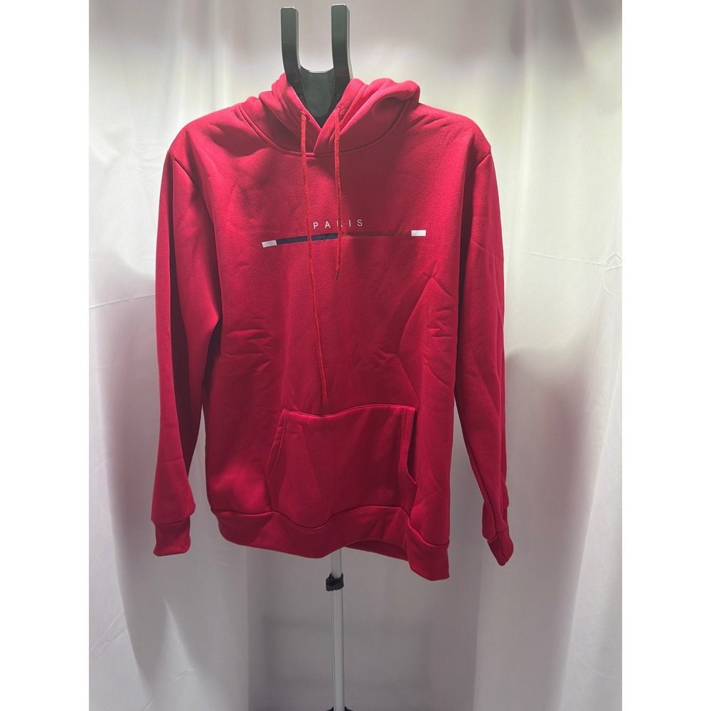 Unbranded Paris Graphic Hoodie Red Pullover Sweatshirt Mens Medium Streetwear